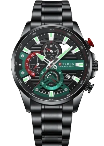 Reloj Curren 8415 Negro Verde Acero Inoxidable - 1