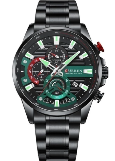 Reloj Curren 8415 Negro Verde Acero Inox