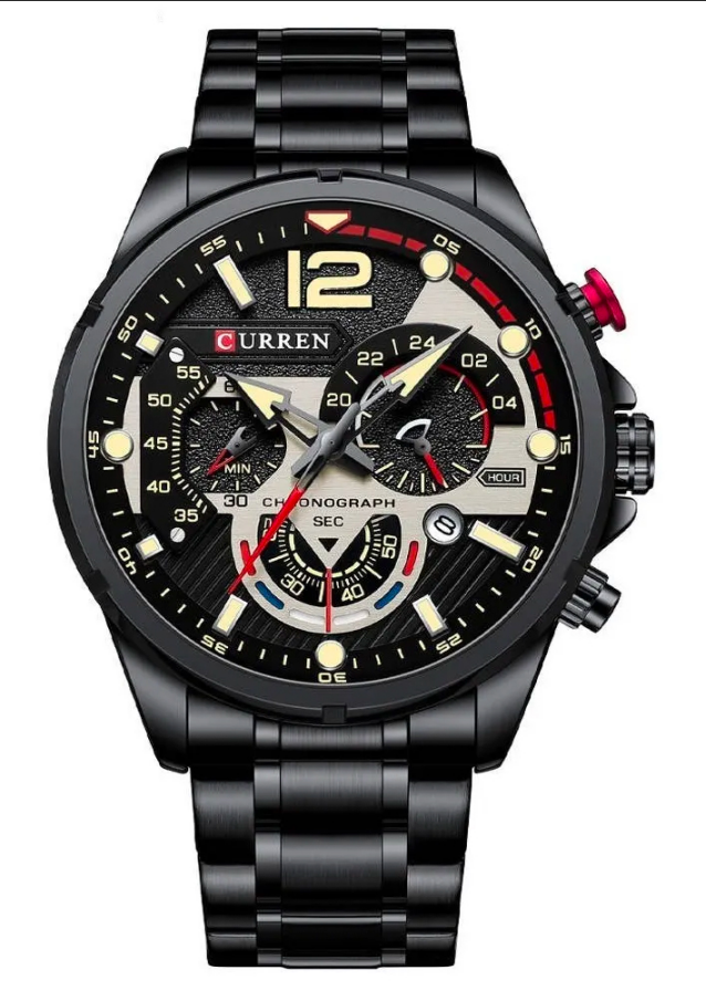 Reloj Curren 8395 Negro Negro Acero ino
