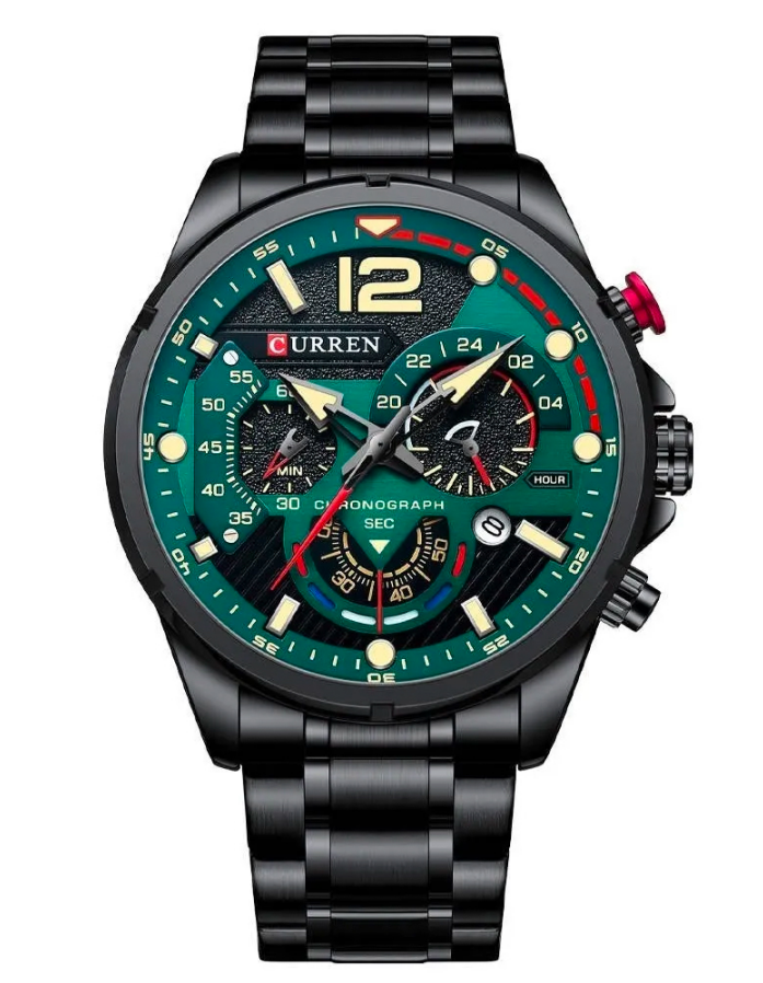 Reloj Curren 8395 Negro Verde Acero inox